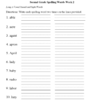 Spelling Worksheets  Second Grade Spelling Worksheets Or 2Nd Grade Spelling Worksheets