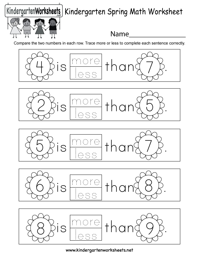 Spring Math Worksheet  Free Kindergarten Seasonal Worksheet For Kids Also Addition Worksheets For Kindergarten Pdf