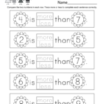 Spring Math Worksheet  Free Kindergarten Seasonal Worksheet For Kids Regarding More Or Less Worksheets For Kindergarten