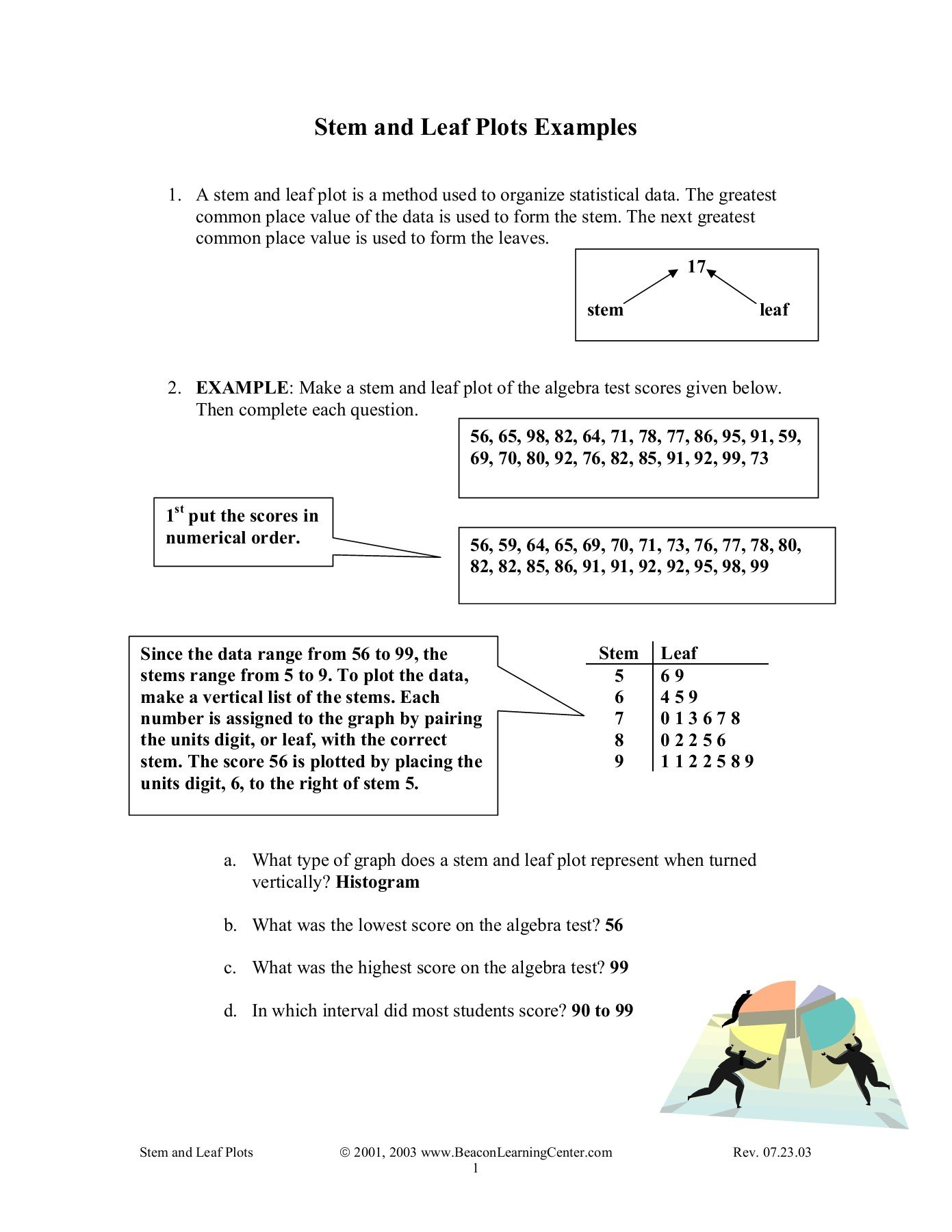Stem And Leaf Plots Examples  Beacon Learning Center Pages 1  8 Within Stem And Leaf Plot Worksheet Pdf