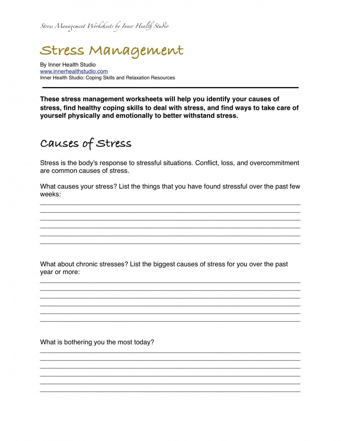 Stress Management Worksheets Lesson High School For Middle Groups Intended For Stress Worksheets For Middle School