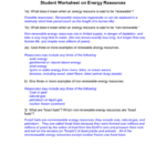 Student Worksheet On Energy Resources Or Renewable And Nonrenewable Resources Worksheet