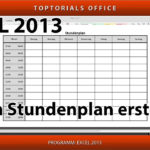 Stundenplan / Tagesplan Erstellen (Excel)   Toptorials Pertaining To Excel Spreadsheet Erstellen