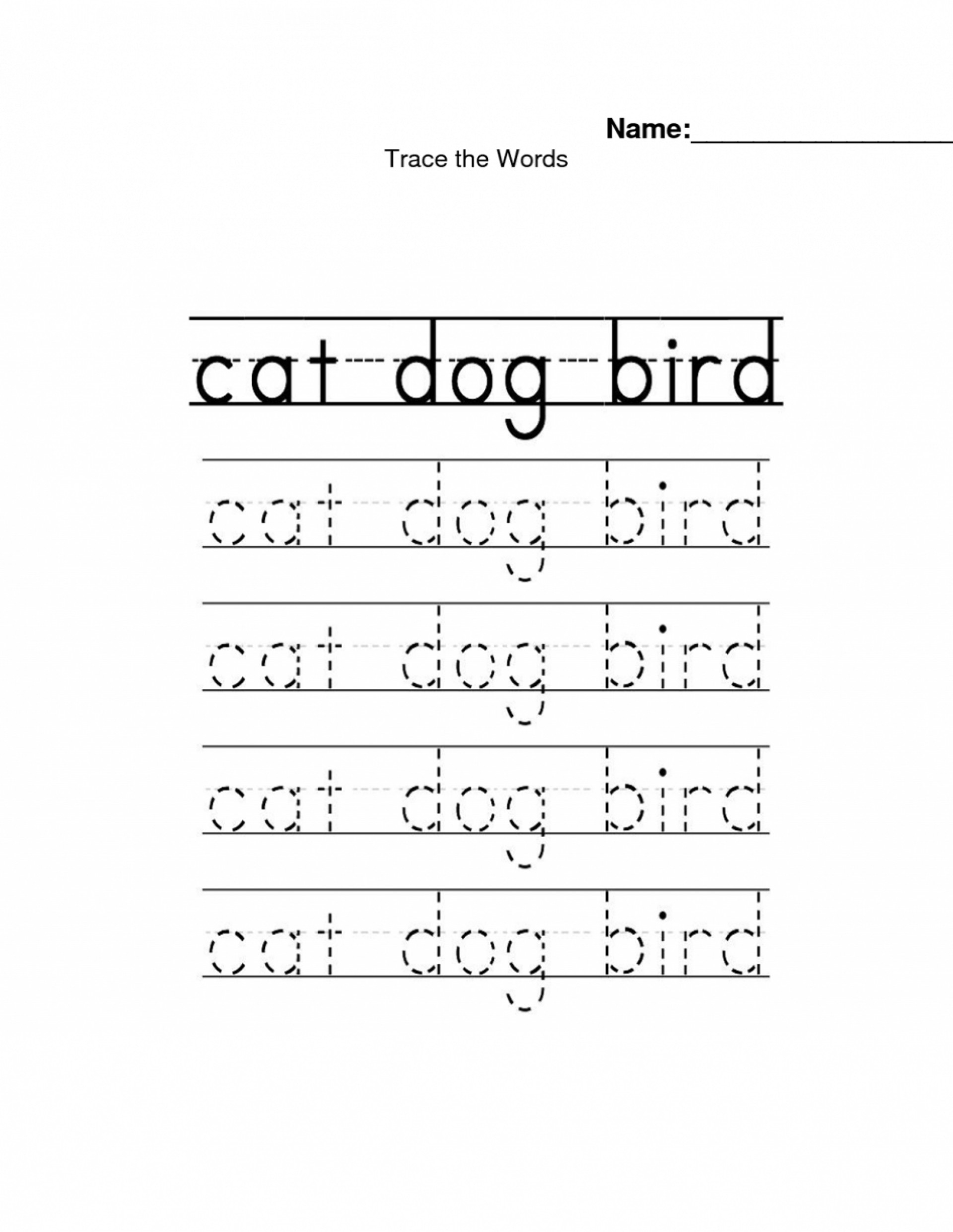 Stunning Free Printable Word Tracing Worksheets Handwriting For Name Tracing Worksheets