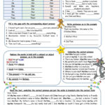 Subject And Object Pronouns Possessive Adjectives Worksheet  Free Throughout Subject Pronouns In Spanish Worksheet Answers