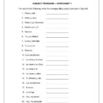 Subject And Object Pronouns Worksheet Subject Pronouns Worksheet 1 Inside Subject Pronouns In Spanish Worksheet Answers