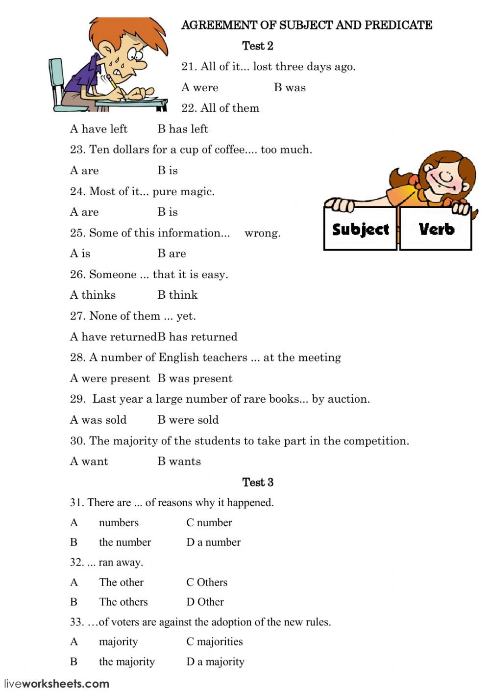 Subject And Verb Agreement Subject Verb Agreement Worksheet With Regard To Subject And Verb Agreement Worksheet