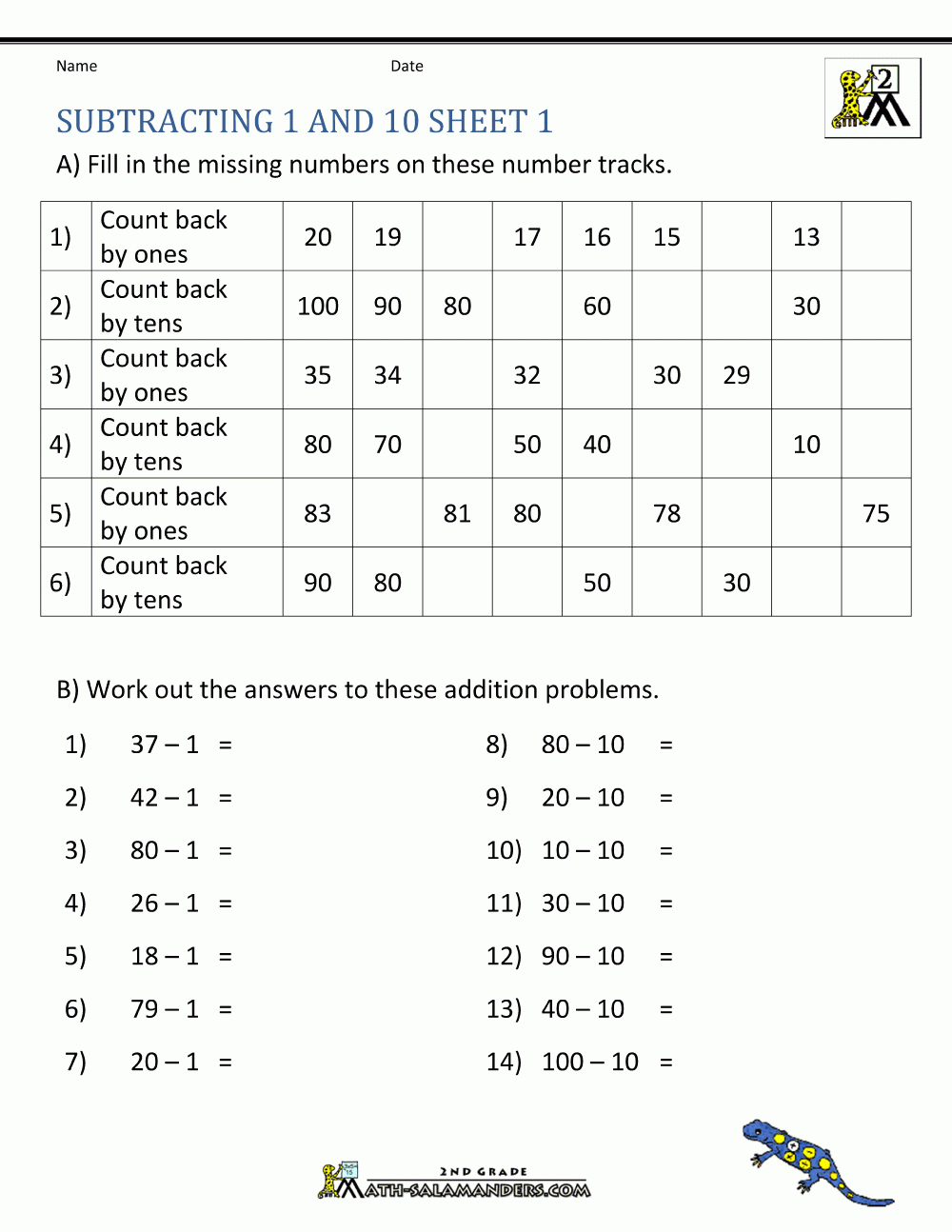 Subtraction Worksheets 2Nd Grade Intended For 2Nd Grade Tutoring Worksheets