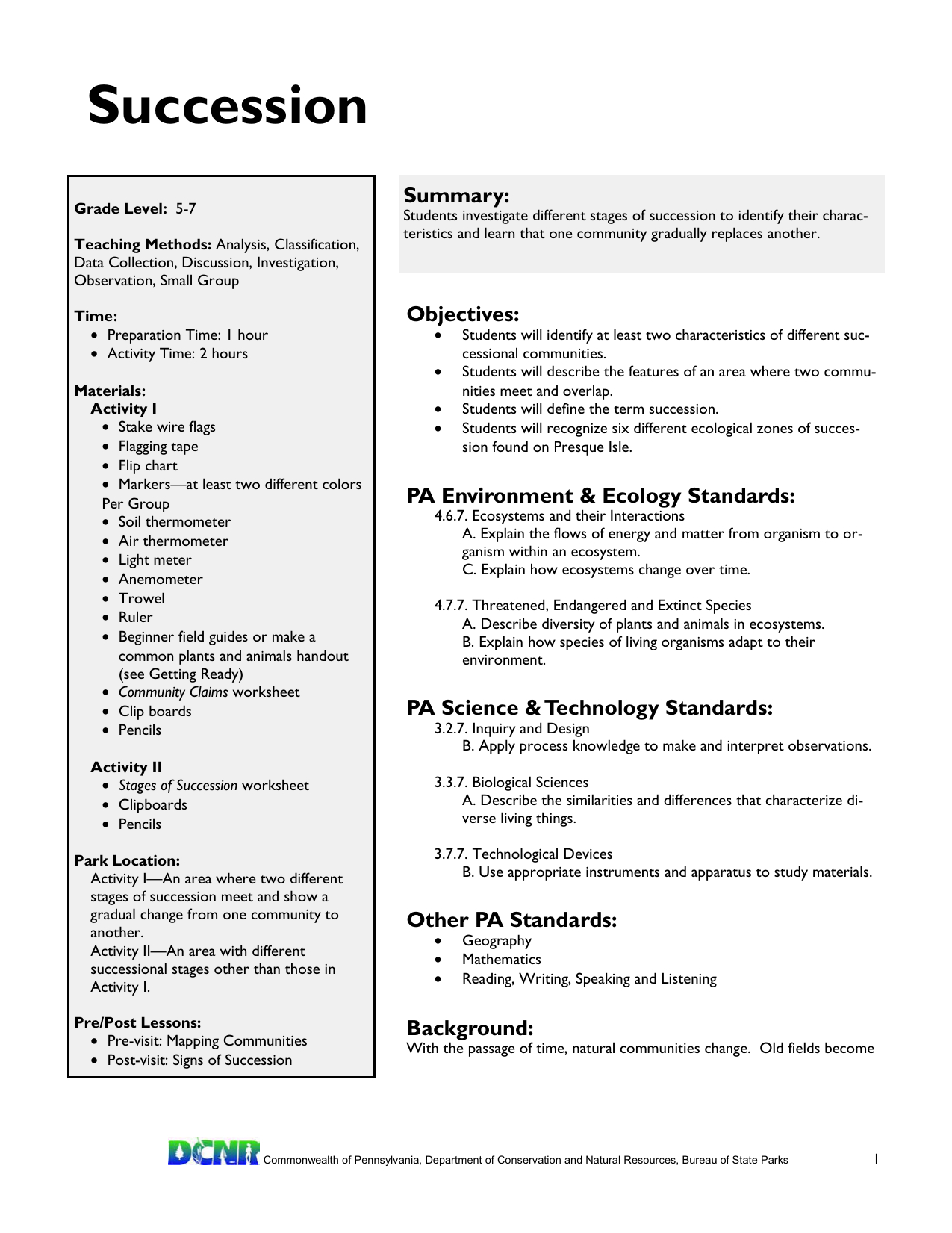 Succession In Ecological Succession Worksheet