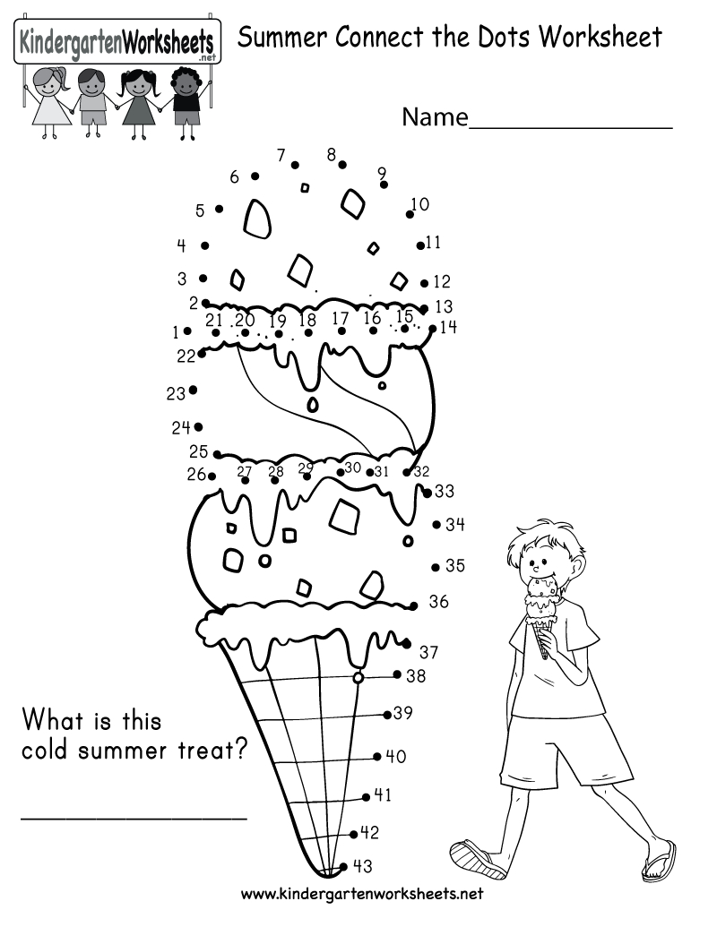 Summer Connect The Dots Worksheet For Kindergarten Free Printable For Summer Worksheets For Kindergarten Pdf