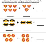 Superhero Math Kindergarten Addition Worksheet Printables With Kindergarten Math Worksheets Addition
