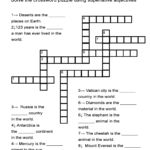 Superlative Adjectives Worksheet  "in The World" Crossword Puzzle Intended For Comparative And Superlative Adjectives Worksheet
