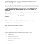 Synthesis And Decomposition Reactions In Synthesis Reaction Worksheet