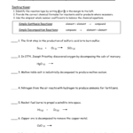Synthesis And Decomposition Reactions Wks And Synthesis And Decomposition Reactions Worksheet Answers