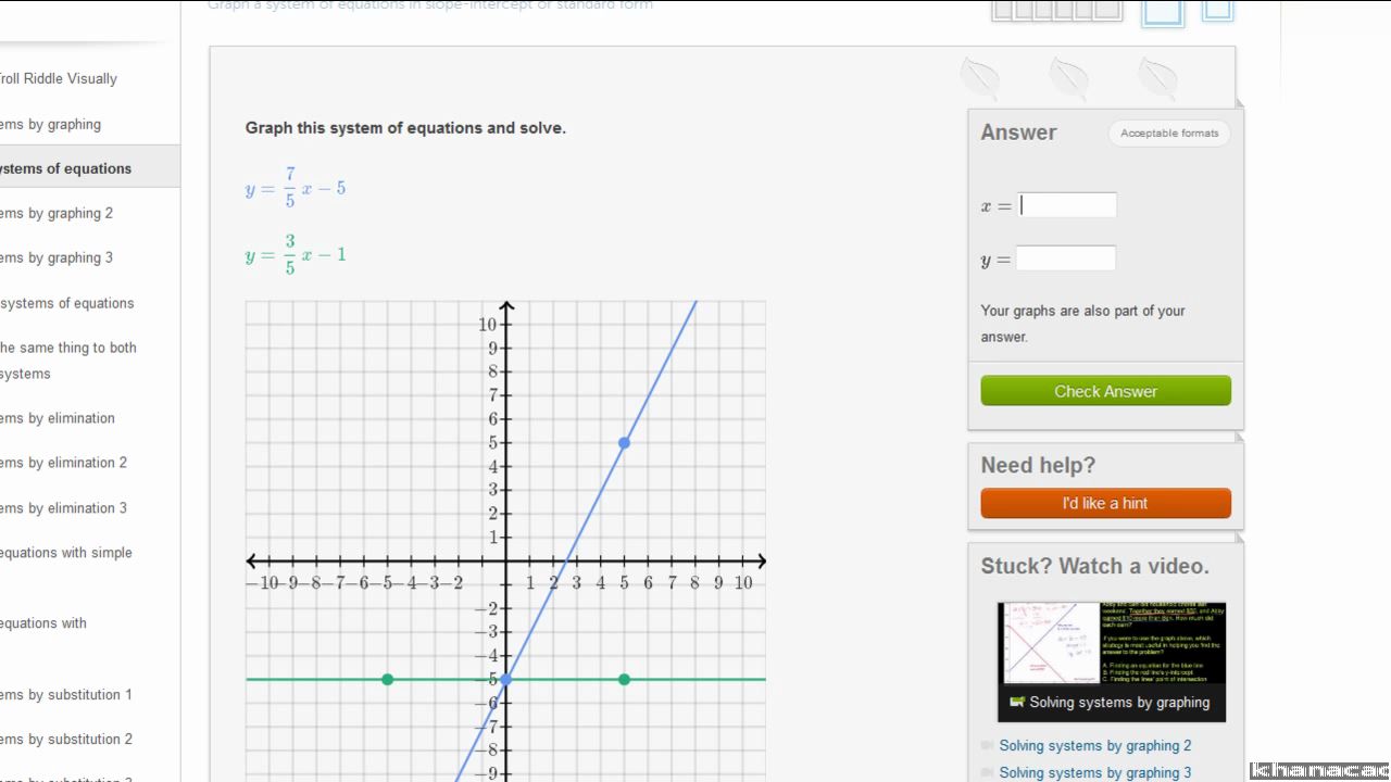 System Of Equations  Algebra All Content  Math  Khan Academy Also Solving Systems Of Equations By Graphing Worksheet Algebra 2