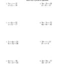Systems Of Linear Equations  Two Variables A For Solving Equations With Variables Worksheets