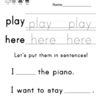 Teaching Sight Words Worksheet  Free Kindergarten English Worksheet Regarding Preschool Sight Words Worksheets