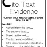 Teaching Text Evidence With Citing Evidence Worksheet