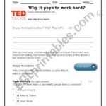 Tedtalk Why It Pays To Work Hard  Esl Worksheetlara2016 Regarding Ted Talk Worksheet Answers