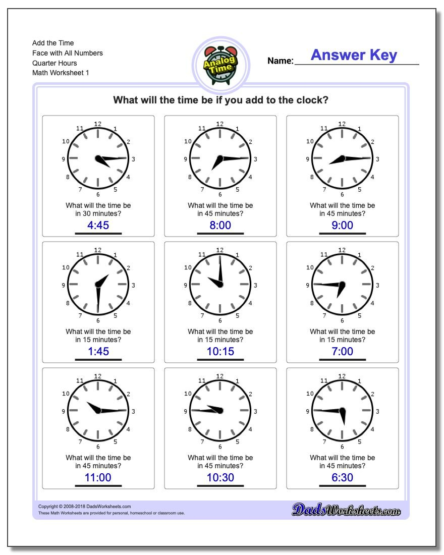 Telling Analog Time Along With Time To The Hour Worksheets