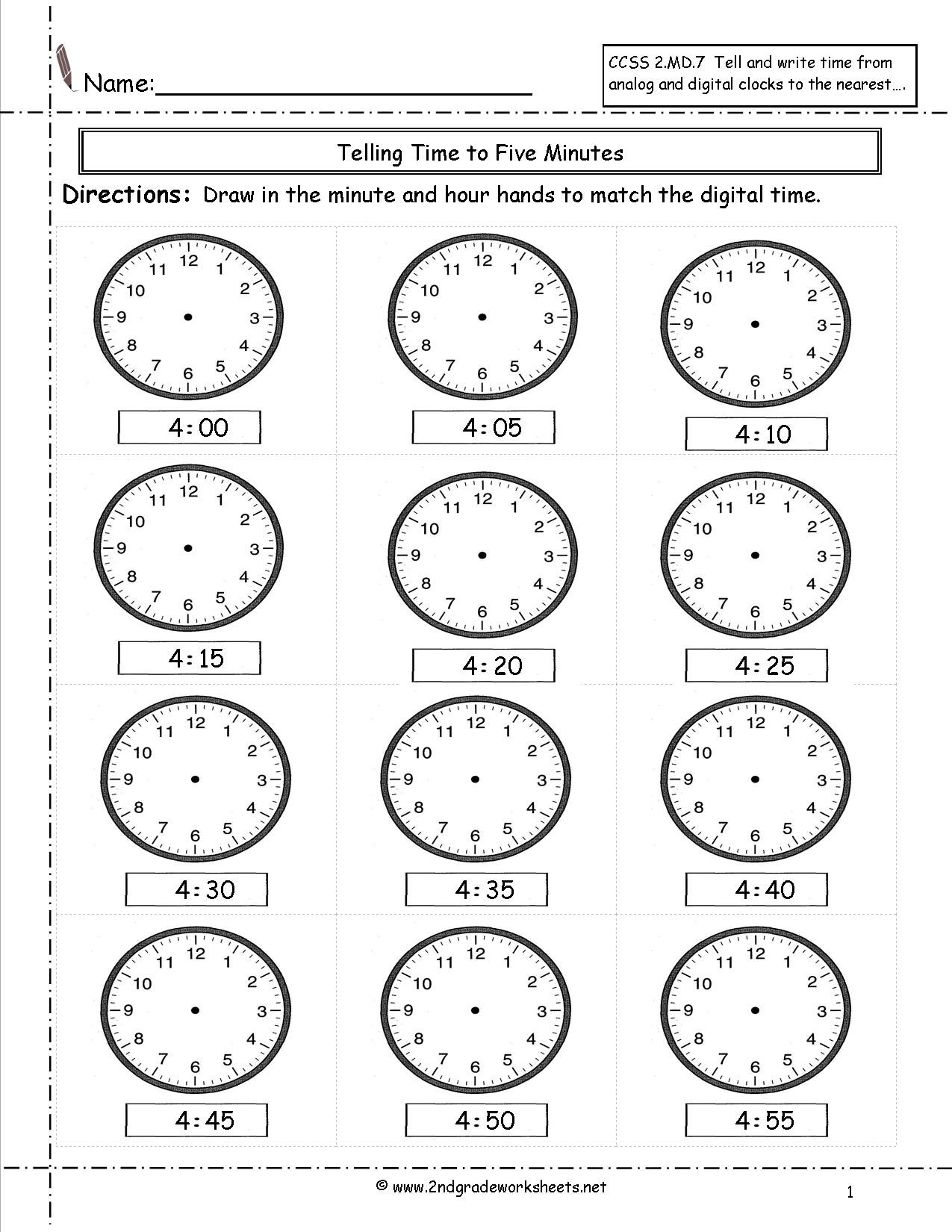 Telling And Writing Time Worksheets Along With Second Grade Telling Time Worksheets