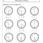 Telling And Writing Time Worksheets Pertaining To Telling Time To The Half Hour Worksheets