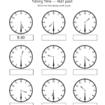 Telling Time Half Past The Hour Worksheets For 1St And 2Nd Graders For Clock Time Worksheets