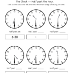 Telling Time Half Past The Hour Worksheets For 1St And 2Nd Graders Throughout Telling Time To The Hour Worksheets