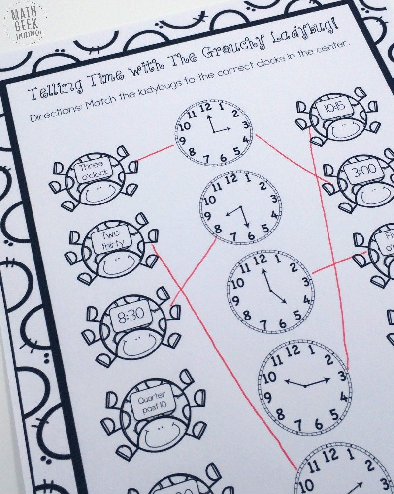 Telling Time With The Grouchy Ladybug Free In Ladybug Math Worksheets