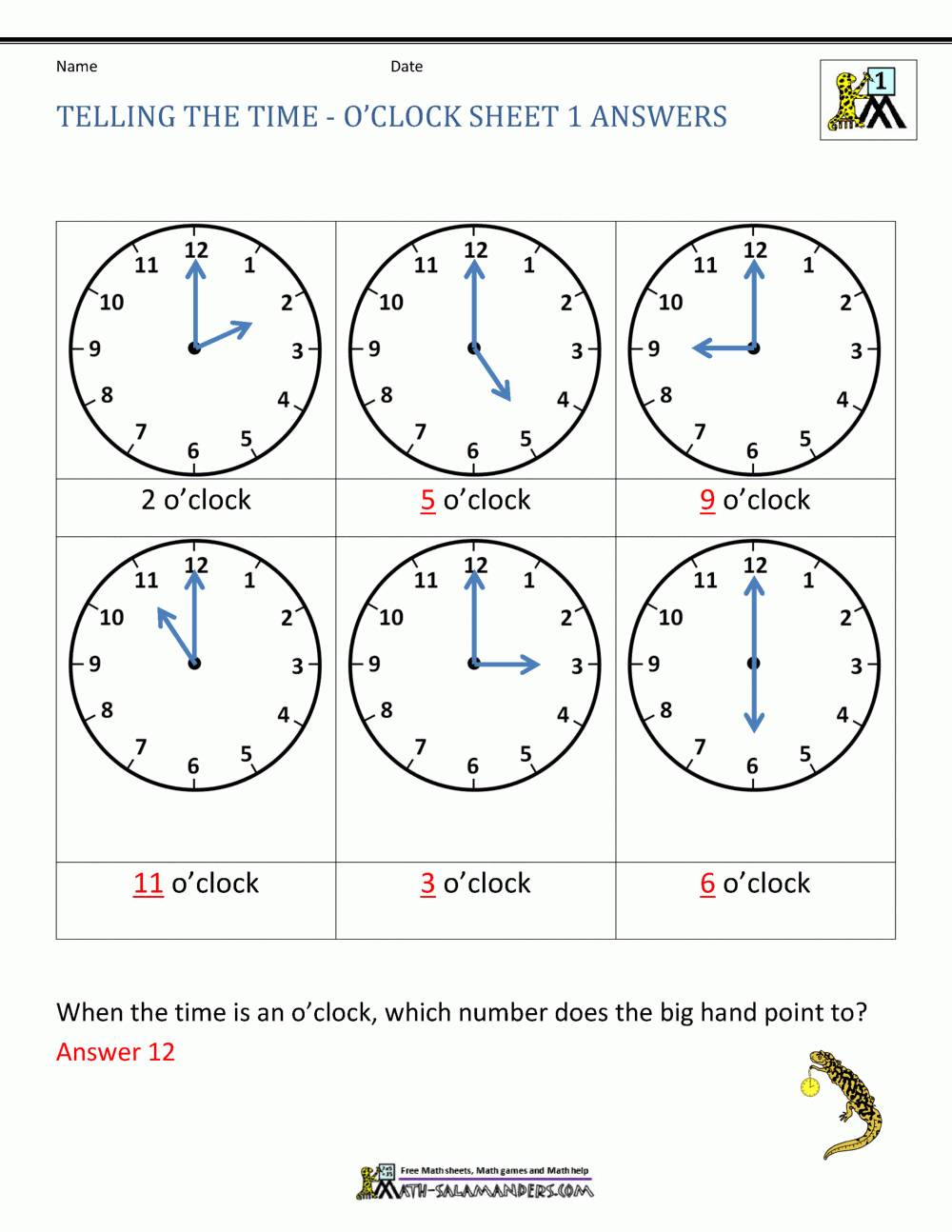 Telling Time Worksheets  O'clock And Half Past Inside Telling Time Worksheets Pdf