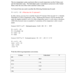Temperature Conversion Worksheet Along With Temperature Scales Worksheet Answers