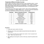 Temperature Effects  Surface Currents In Ocean Current Worksheet Answer Key