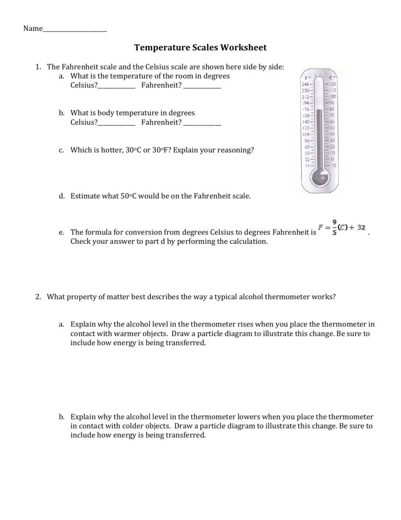 Temperature Scales Worksheet And Temperature Scales Worksheet Answers