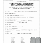 Ten Commandments Worksheet – Bible Pathway Adventures With Regard To Bible Worksheets For Adults