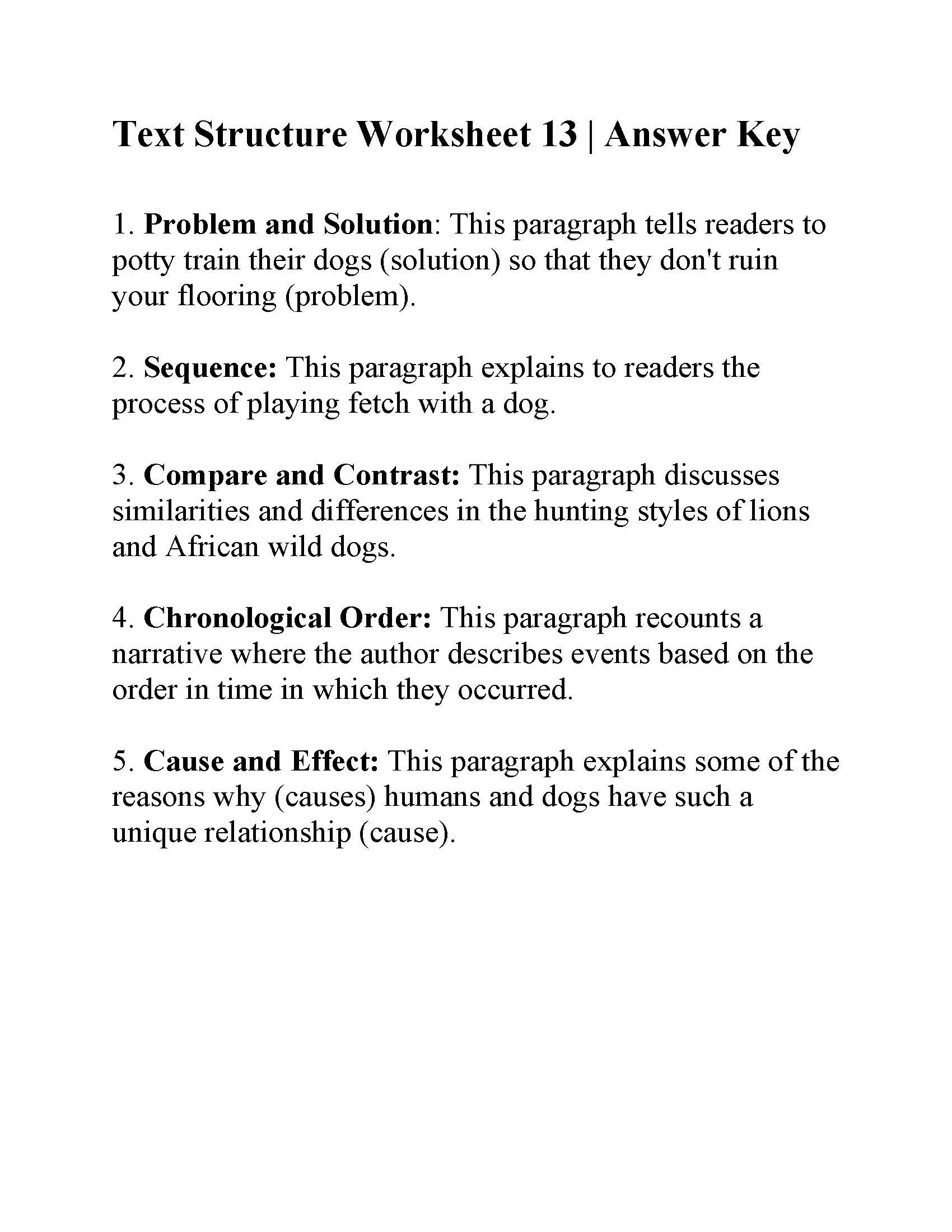 Text Structure Worksheet 13  Answers Together With Text Structure Worksheet Answers
