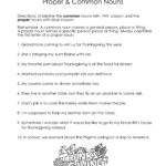 Thanksgiving Common Vs Proper Nouns Worksheet  Squarehead Teachers Inside Pilgrims Reading Comprehension Worksheet