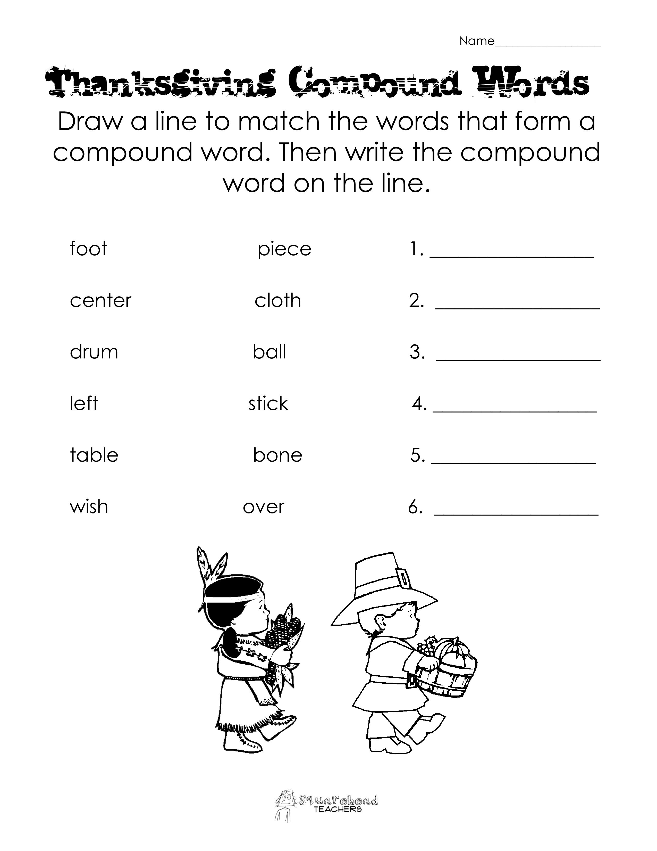Thanksgiving Compound Words Worksheet  Squarehead Teachers Inside Free Thanksgiving Worksheets For Reading Comprehension