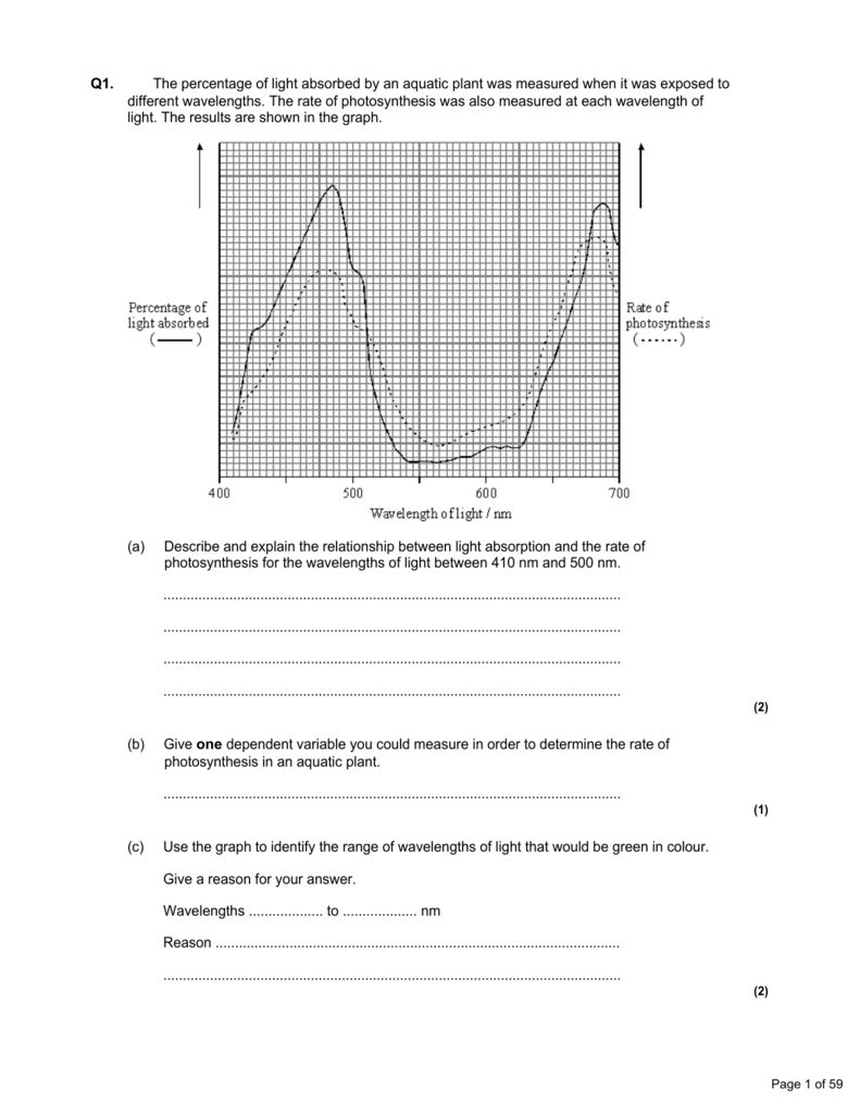 The Absorption Of Lightphotosynthetic Pigments Worksheet Answers Inside The Absorption Of Light By Photosynthetic Pigments Worksheet Answers