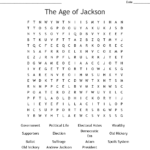 The Age Of Jackson Word Search  Wordmint Also The Age Of Jackson Worksheet Answers
