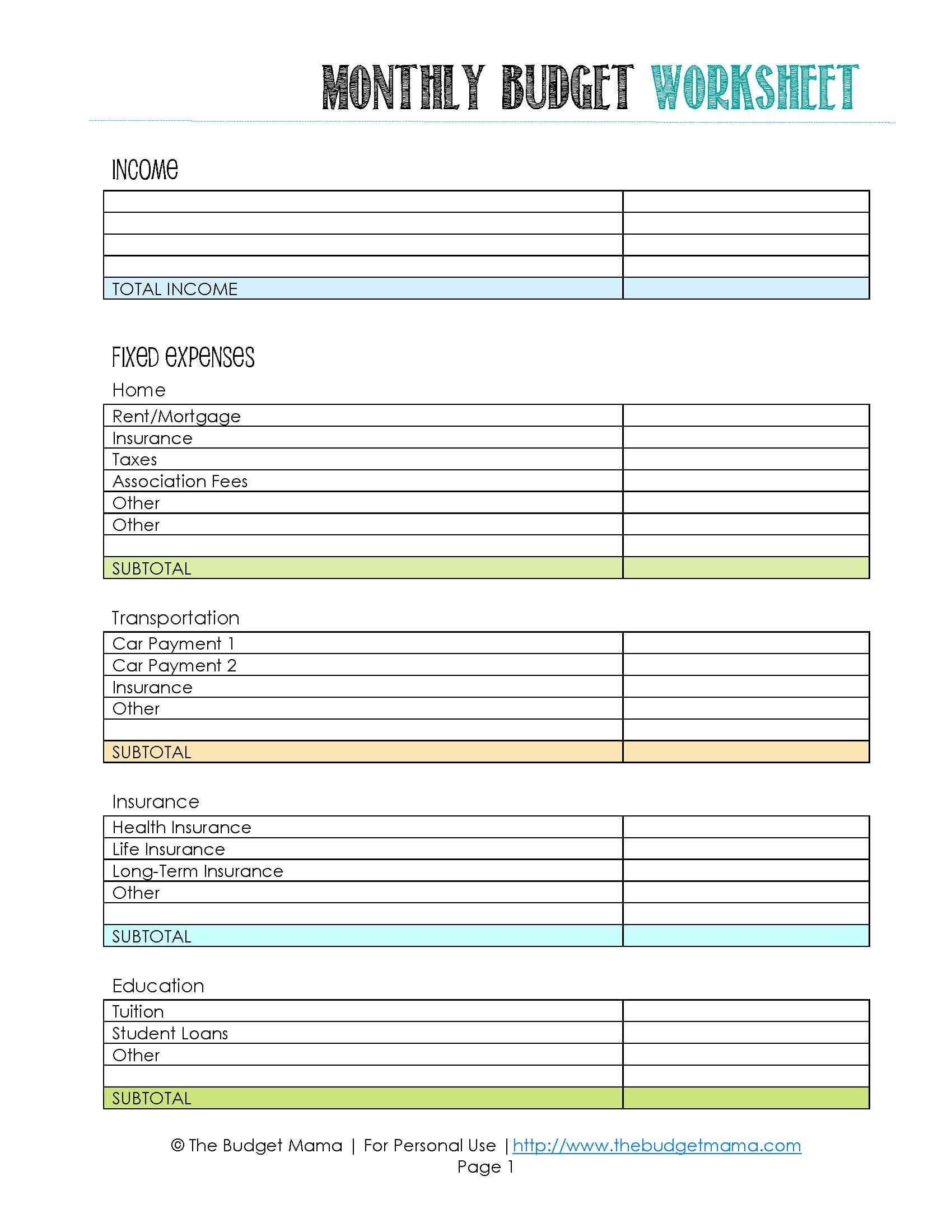The Beginner's Guide To Budgeting  Jessi Fearon As Well As Printable Budget Worksheet