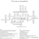 The Cask Of Amontillado" Crossword  Wordmint Or The Cask Of Amontillado Worksheet Answers