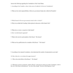 The Constitution Worksheet With The Constitution Worksheet Answers