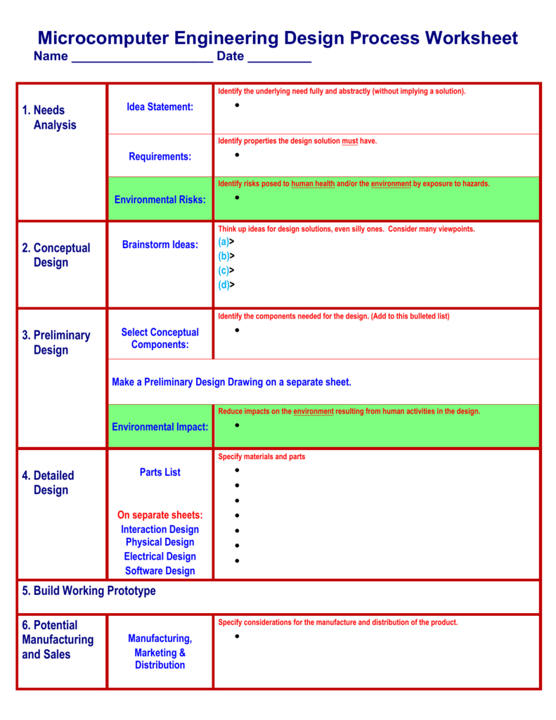 The Engineering Design Process Worksheet  Arduinoinfo As Well As Engineering Design Process Worksheet