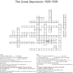 The Great Depression 19291939 Crossword  Wordmint As Well As The Great Depression Worksheet