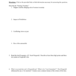 The Great Gatsby – Web Quest Scavenger Hunt For F Scott Fitzgerald The Great American Dreamer Worksheet Answers