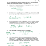 The Ideal And Combined Gas Laws Pv  Nrt Or P1V1 Inside Combined Gas Law Worksheet Answer Key