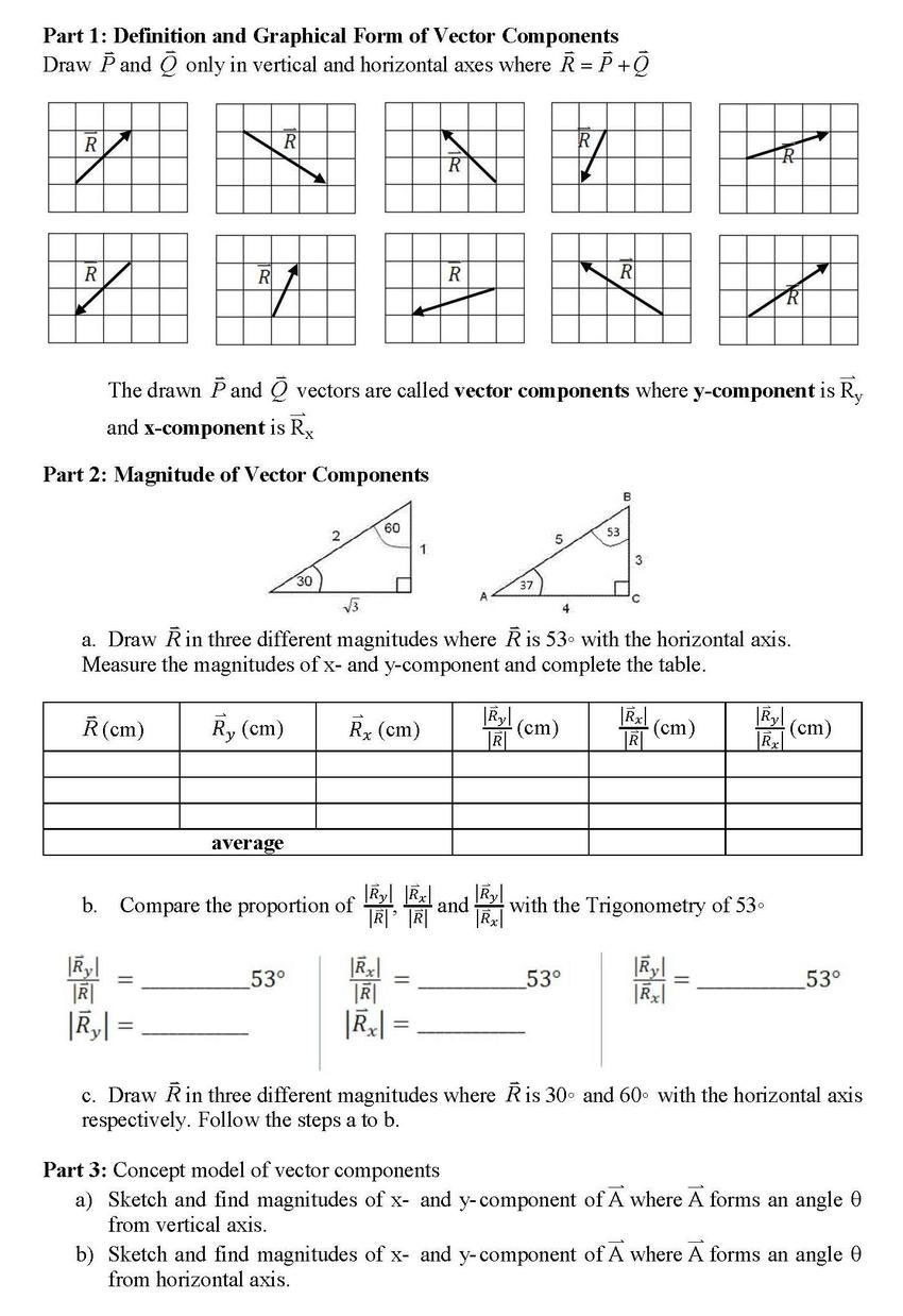 The Worksheet Of Vector Components  Download Scientific Diagram Throughout Vector Components Worksheet