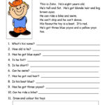 This Is John  Simple Reading Comprehension Worksheet  Free Esl Along With Year 1 Reading Comprehension Worksheets Free