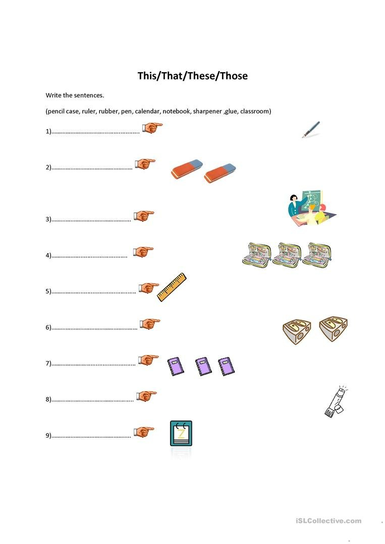 Thisthatthesethoseclassroom Objects Worksheet  Free Esl Throughout This That These Those Worksheet