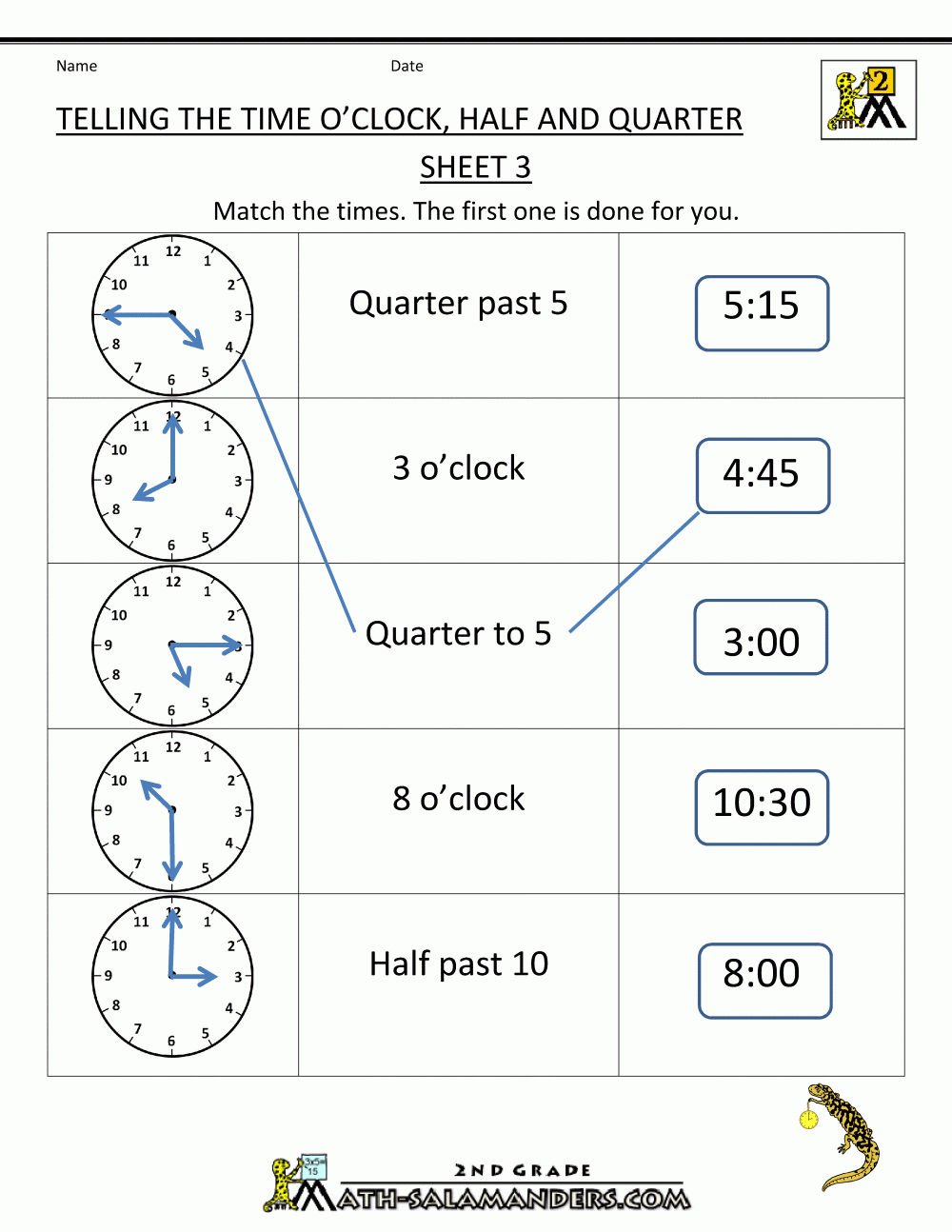 Time Worksheet O'clock Quarter And Half Past For Clock Time Worksheets